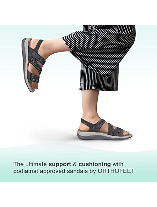 Orthofeet Arch Support Sandals for Women, Ideal for Heel and Foot Pain Relief. Therapeutic Design with Arch Support, Arch Booster, Cushioning Ergonomic Sole & Extended Wi