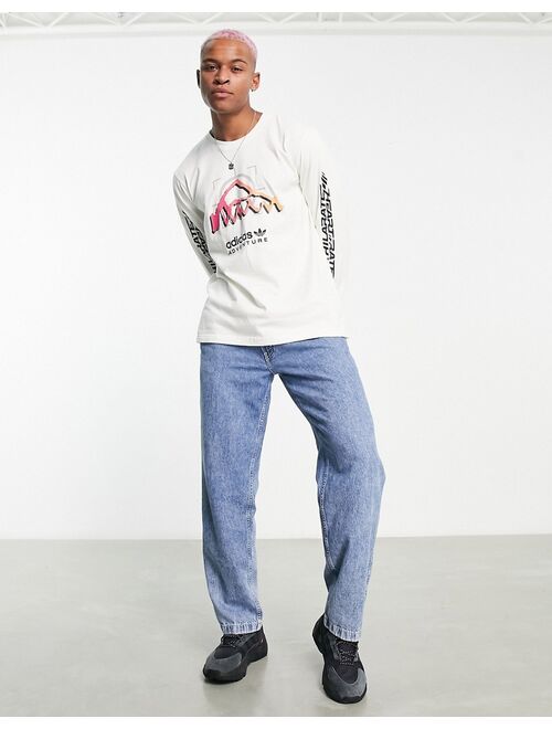 adidas Originals Adventure long sleeve graphic top in off-white