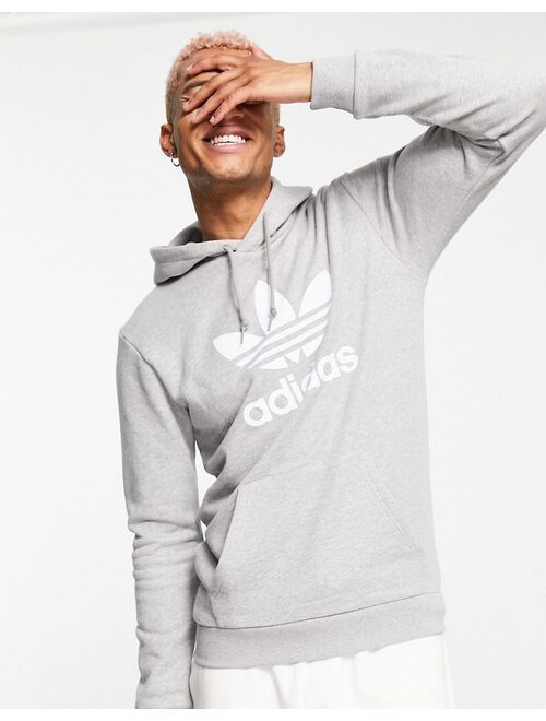 adidas Originals adicolor large logo hoodie in gray