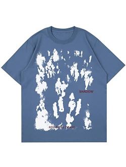 Mens Oversized Graphic Tees Vintage Graffiti Print Shirts Streetwear Tee Summer Top Tshirt