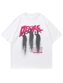 Mens Oversized Graphic Tees Vintage Graffiti Print Shirts Streetwear Tee Summer Top Tshirt