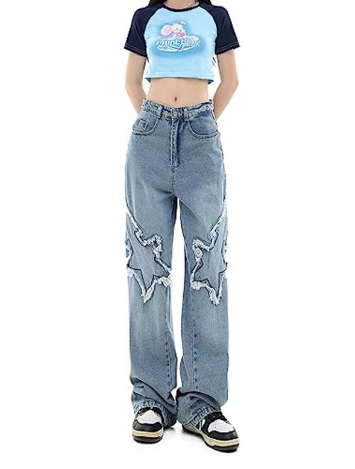 Aelfric Eden High Waist Straight Leg Jeans Cargo Pants Baggy Streetwear Denim Pants Fashion Aesthetic Jeans Y2K Pants