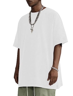 Mens Oversized Tshirt Cotton Wash Solid Loose Shirt Heavyweight Unisex Summer Short Sleeve Basic Tee Tops