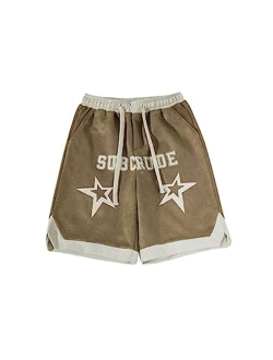 Mens Sweat Shorts Graphic Cargo Shorts Casual Summer Shorts Y2k Streetwear Baggy Jorts with Drawstring