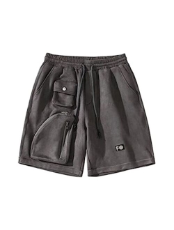 Mens Sweat Shorts Graphic Cargo Shorts Casual Summer Shorts Y2k Streetwear Baggy Jorts with Drawstring