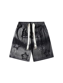 Mens Sweat Shorts Graphic Cargo Shorts Casual Summer Shorts Y2k Streetwear Baggy Jorts with Drawstring