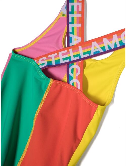 Stella McCartney Kids logo-strap colour-block swimsuit