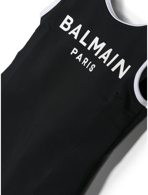 Balmain Kids logo-print swimsuit