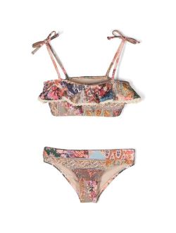 Kids ruffle-trim paisley-print bikini