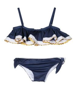 logo ruffled bikini set