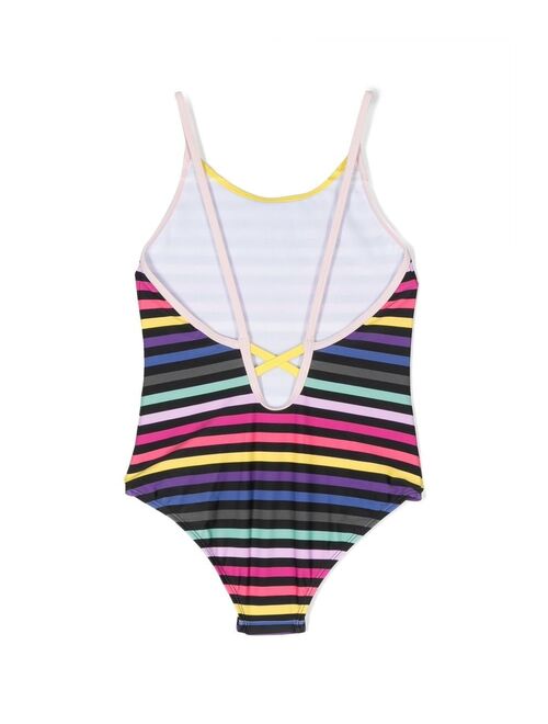 SONIA RYKIEL ENFANT raised-logo colour-block swimsuit