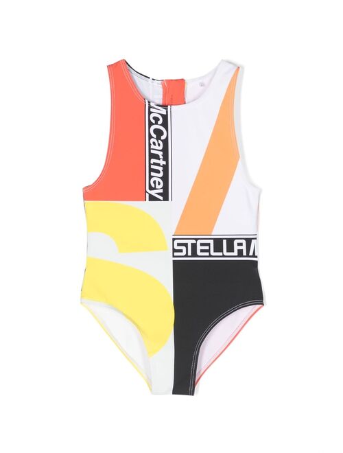 Stella McCartney Kids logo-print one piece swimsuit