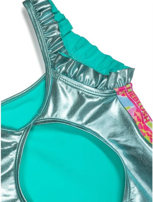 Billieblush ruffled-detail metallic-effect swimsuit