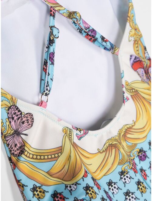 Versace Kids Butterflies-print ruffled swimsuit