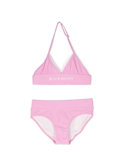 Givenchy Kids logo-print triangle bikini