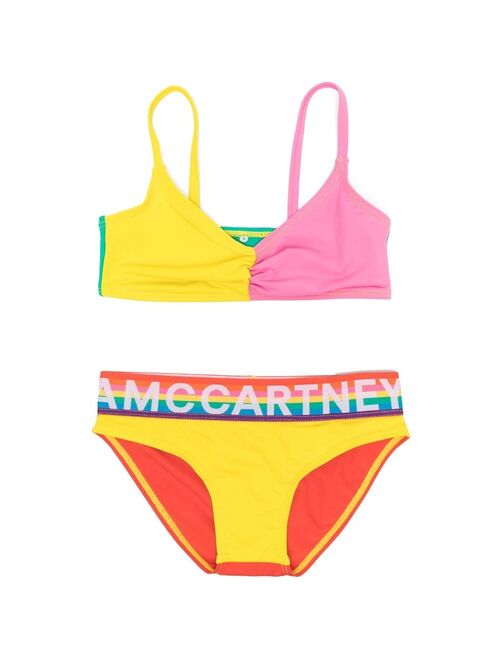 Stella McCartney Kids colour-block logo-waistband bikini