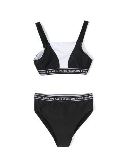 Kids logo-trim bikini set