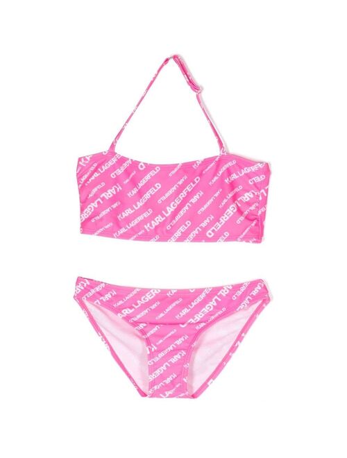 Karl Lagerfeld Kids logo-print halterneck bikini