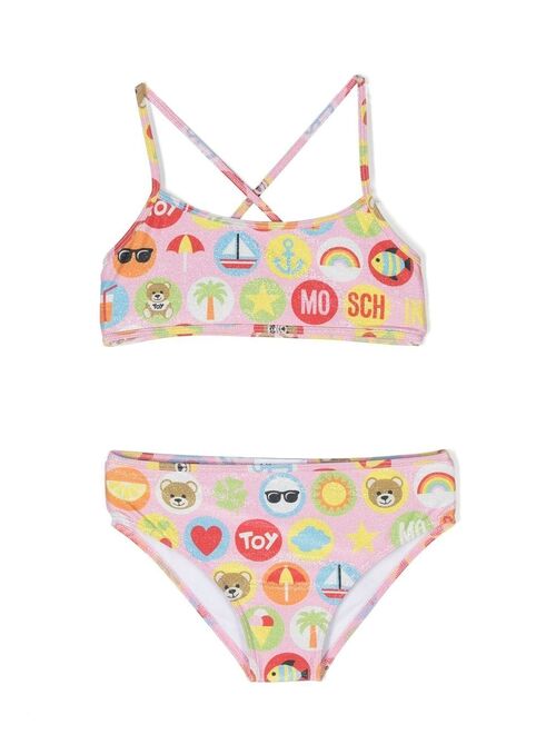 Moschino Kids logo-print bikini set