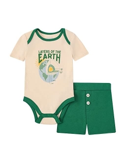 V.&GRIN Baby Boys Girls Cotton Outfits, Unisex Summer Cute Newborn Bodysuit and Shorts Clothes Sets for 0-24 Month