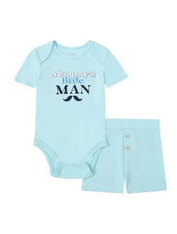 V.&GRIN Baby Boys Girls Cotton Outfits, Unisex Summer Cute Newborn Bodysuit and Shorts Clothes Sets for 0-24 Month