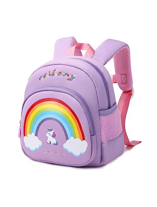 MUSEVOS Premium Girls' School Backpack - Cute Unicorn Design Toddler Backpack for Ages 2-4 Real Littles Inspired