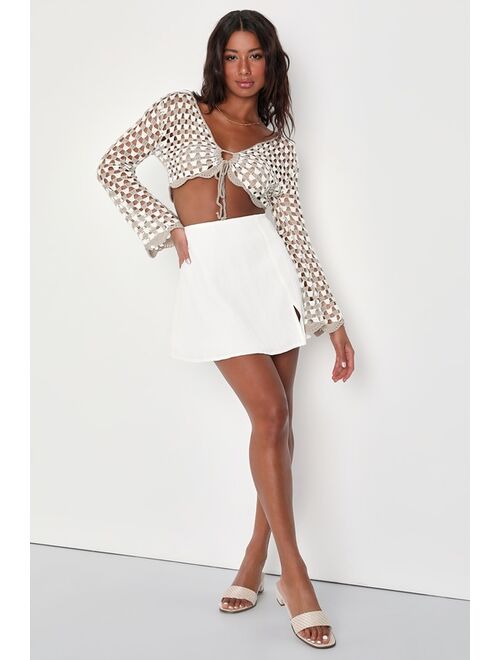 Lulus Cruising Through Ivory Textured Mini Skirt