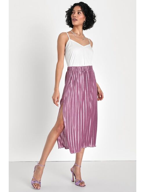 Lulus Effortless Stunner Light Purple Pleated High-Waisted Midi Skirt