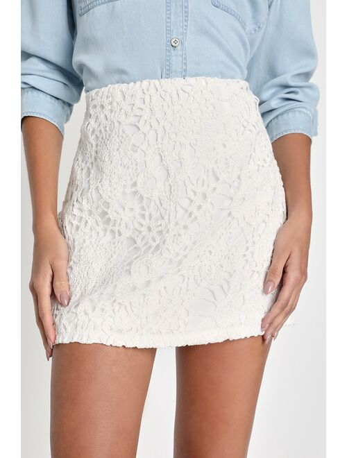 Lulus Absolutely Adorable White Crochet Lace High-Rise Mini Skirt