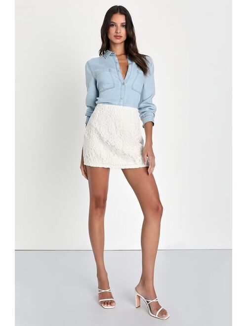 Lulus Absolutely Adorable White Crochet Lace High-Rise Mini Skirt