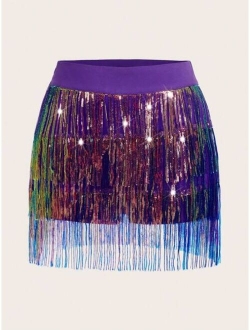 ICON Fringe Trim Zip Side Skirt