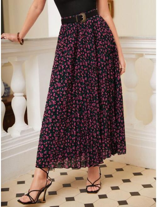 SHEIN Frenchy Ditsy Floral Print Pleated Skirt