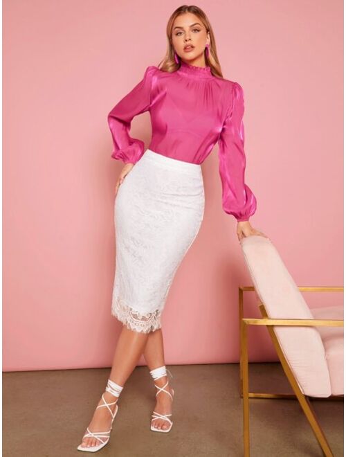 SHEIN priv High Waist Lace Overlay Pencil Skirt