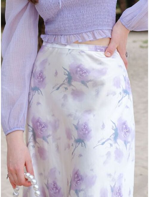 Allover Floral Print Skirt