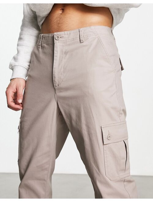 ASOS DESIGN tapered cargo pants in brown