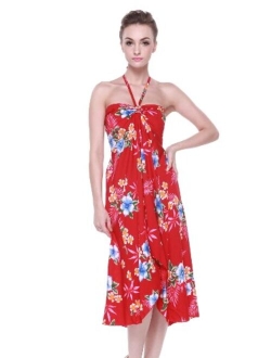 Hawaii Hangover Women's Hawaiian Luau Halter Floral Print Halter Dress in Hibiscus Patterns