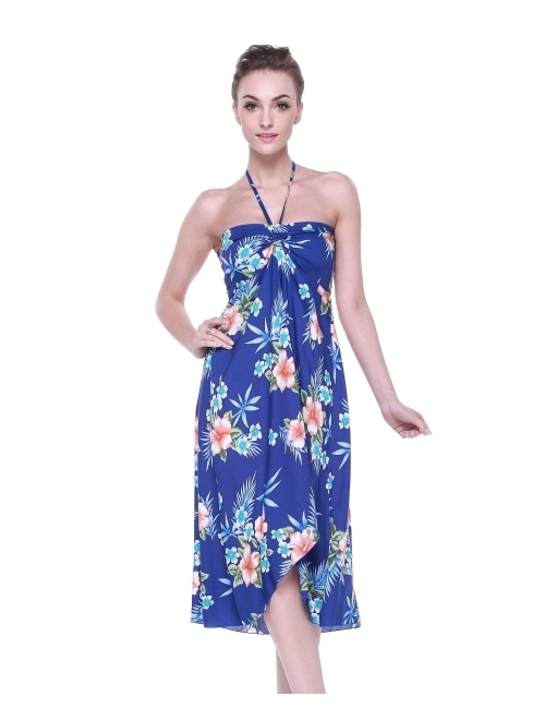 Hawaii Hangover Women's Hawaiian Luau Halter Floral Print Halter Dress in Hibiscus Patterns