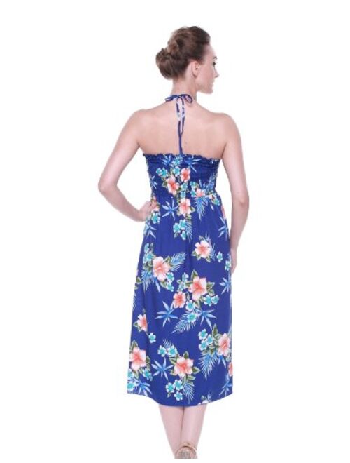 Hawaii Hangover Women's Hawaiian Luau Halter Floral Print Halter Dress in Hibiscus Patterns