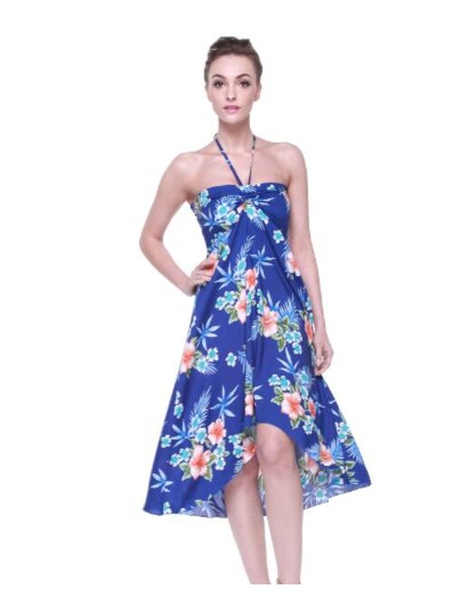 Hawaii Hangover Women's Hawaiian Luau Halter Floral Print Halter Dress in Hibiscus Patterns