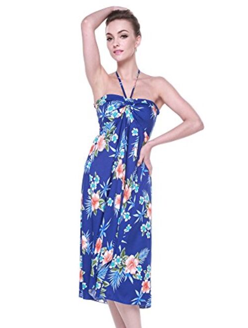 Hawaii Hangover Women's Hawaiian Luau Halter Floral Print Halter Dress in Hibiscus Patterns