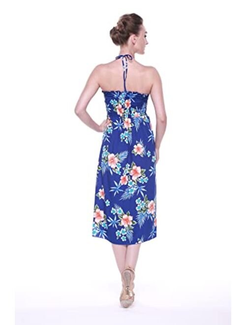 Hawaii Hangover Women's Hawaiian Luau Halter Floral Print Halter Dress in Hibiscus Patterns