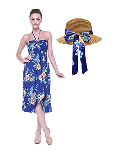 Hawaii Hangover Women's Hawaiian Luau Halter Floral Print Halter Dress in Hibiscus Patterns