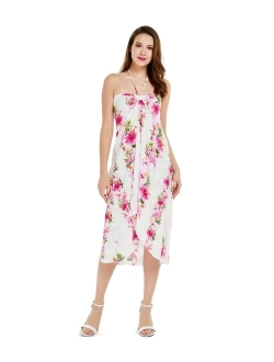 Hawaii Hangover Women's Hawaiian Luau Halter Floral Print Halter Dress in Bloom