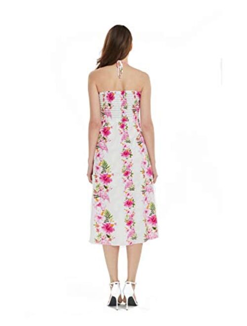 Hawaii Hangover Women's Hawaiian Luau Halter Floral Print Halter Dress in Bloom