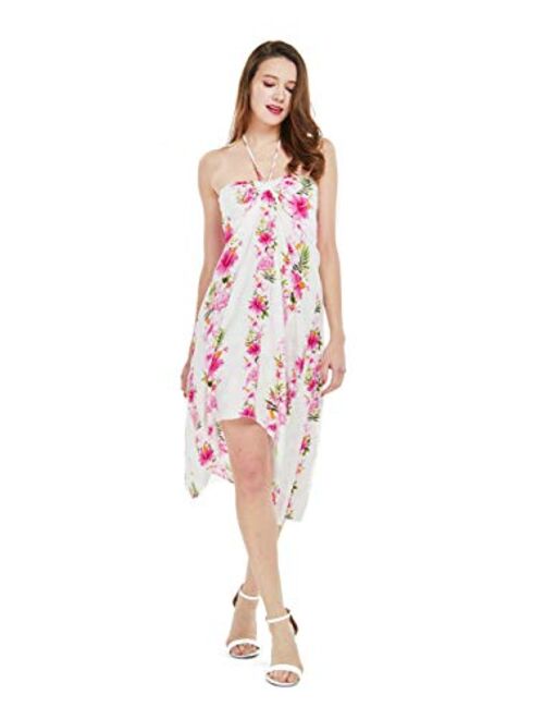 Hawaii Hangover Women's Hawaiian Luau Halter Floral Print Halter Dress in Bloom