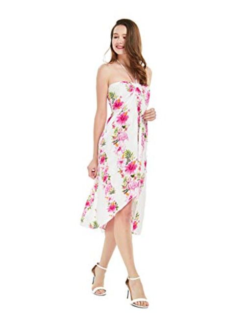 Hawaii Hangover Women's Hawaiian Luau Halter Floral Print Halter Dress in Bloom