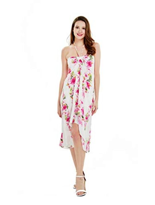 Hawaii Hangover Women's Hawaiian Luau Halter Floral Print Halter Dress in Bloom