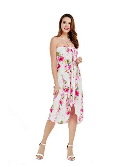 Hawaii Hangover Women's Hawaiian Luau Halter Floral Print Halter Dress in Bloom