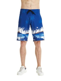 Hawaii Hangover Men's Spandex Hawaiian Beach Board Shorts with Zipped Pocket in Flamingo Party