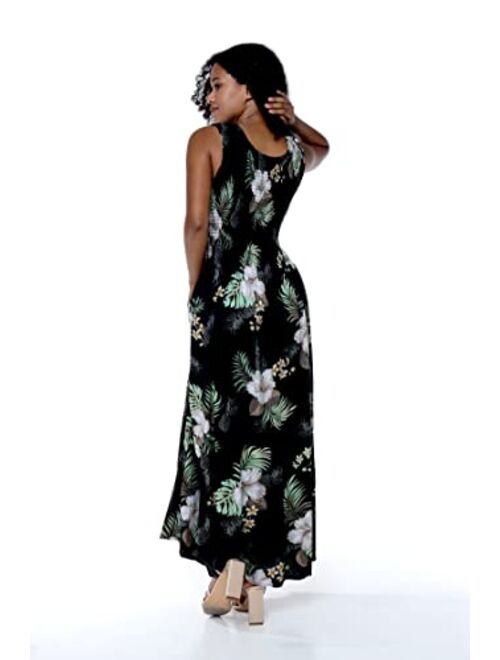 Hawaii Hangover Matchable Couple Hawaiian Luau Shirt or Maxi Tank Dress in Pineapple Garden Black